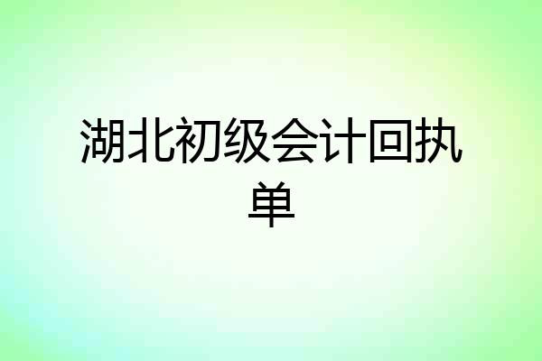 湖北初级会计回执单
