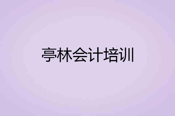 亭林会计培训