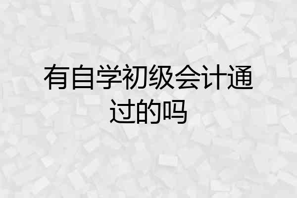 有自学初级会计通过的吗