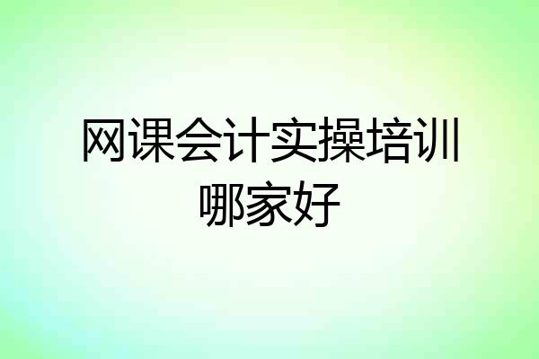 网课会计实操培训哪家好