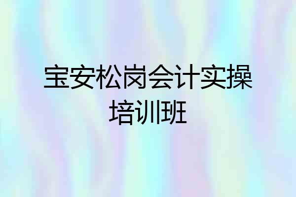 宝安松岗会计实操培训班