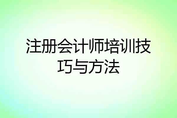 注册会计师培训技巧与方法