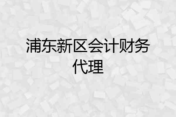 浦东新区会计财务代理