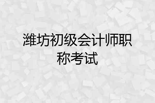 潍坊初级会计师职称考试