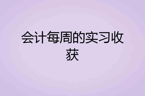 会计每周的实习收获