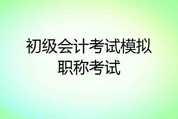初级会计考试模拟职称考试