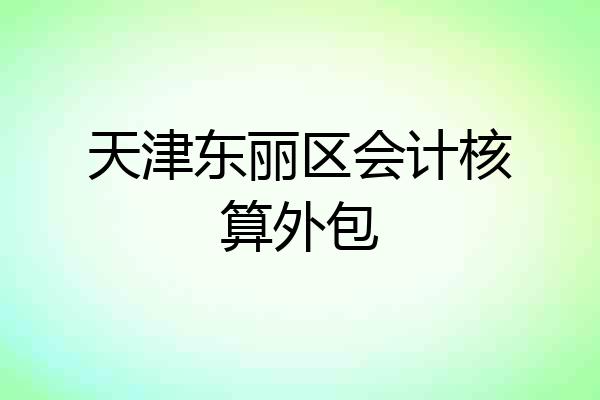 天津东丽区会计核算外包