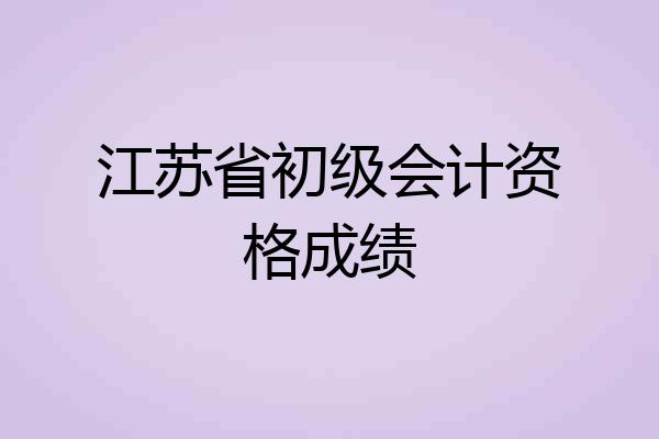 江苏省初级会计资格成绩
