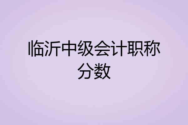 临沂中级会计职称分数