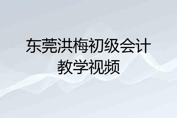 东莞洪梅初级会计教学视频