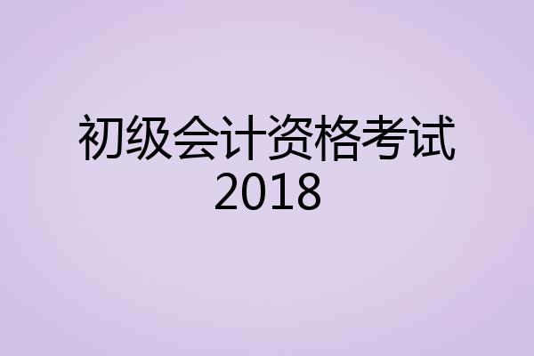 初级会计资格考试2018