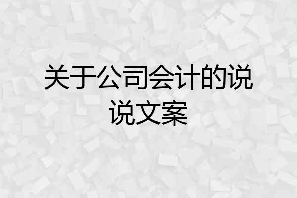 关于公司会计的说说文案