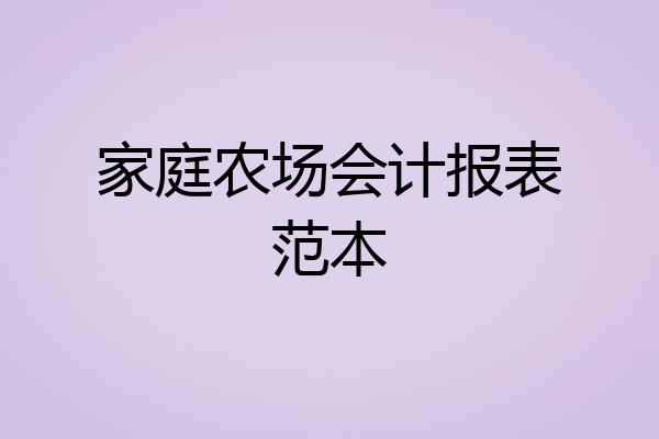 家庭农场会计报表范本