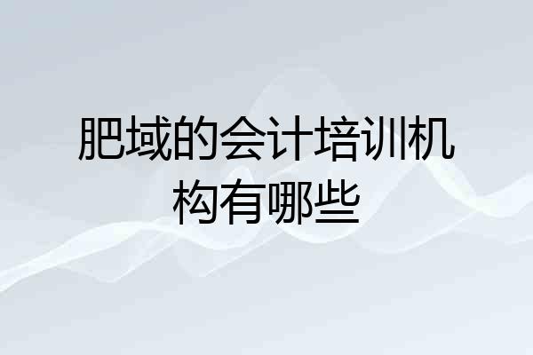 肥域的会计培训机构有哪些