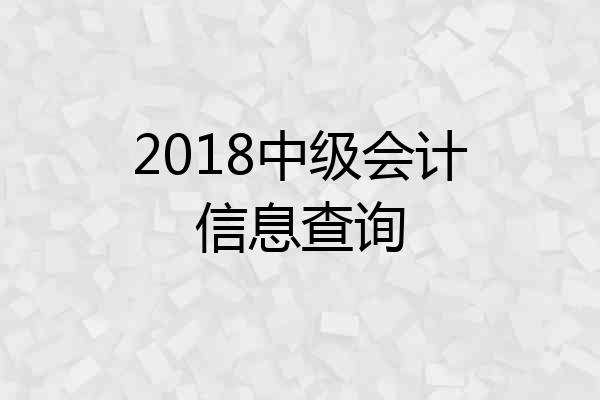 2018中级会计信息查询