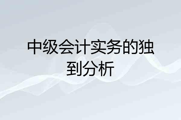 中级会计实务的独到分析