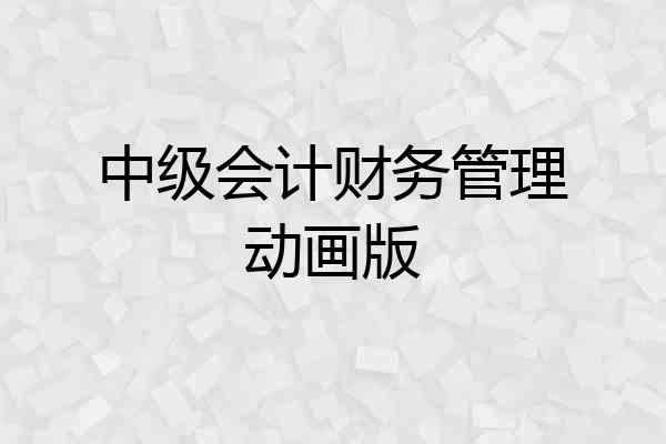 中级会计财务管理动画版