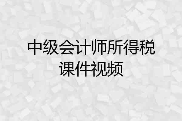 中级会计师所得税课件视频