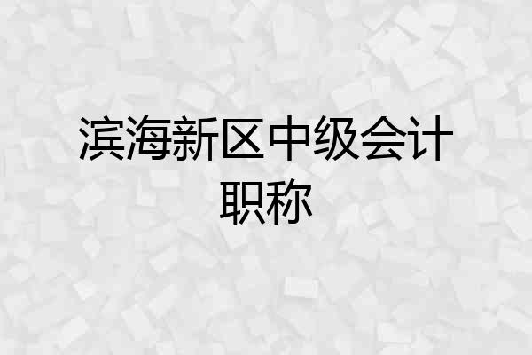 滨海新区中级会计职称