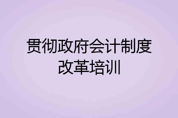贯彻政府会计制度改革培训