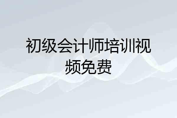 初级会计师培训视频免费