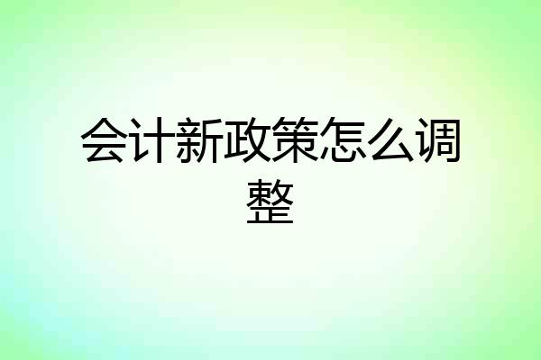 会计新政策怎么调整