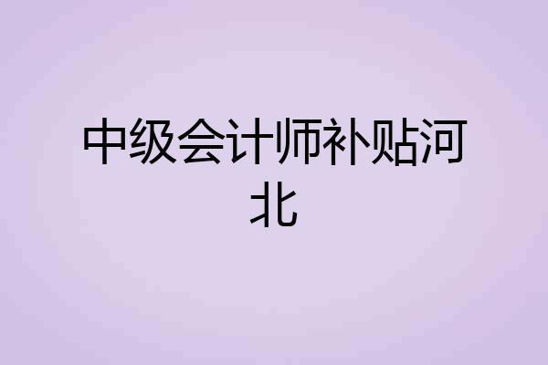 中级会计师补贴河北