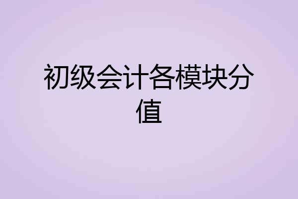 初级会计各模块分值