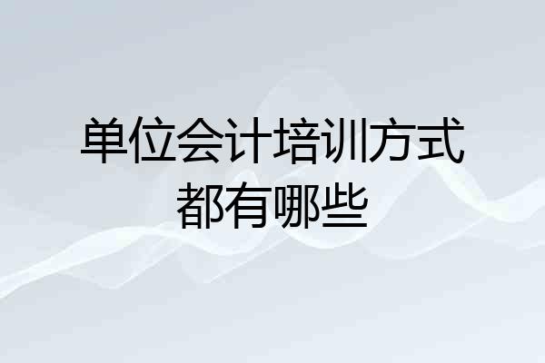 单位会计培训方式都有哪些