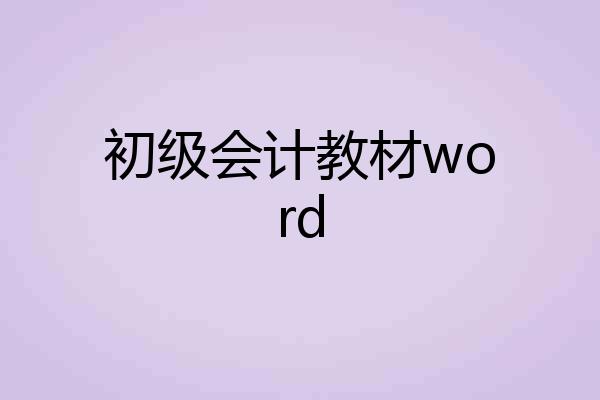 初级会计教材word
