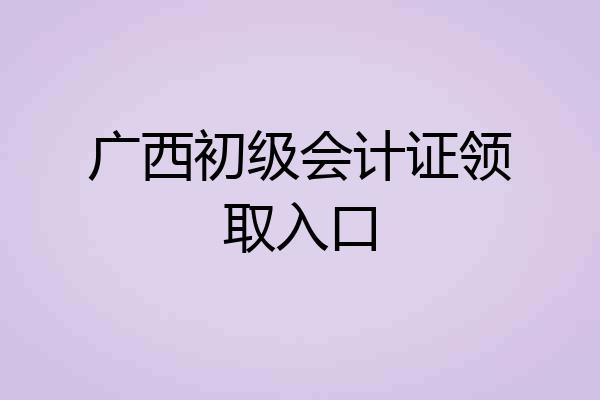 广西初级会计证领取入口