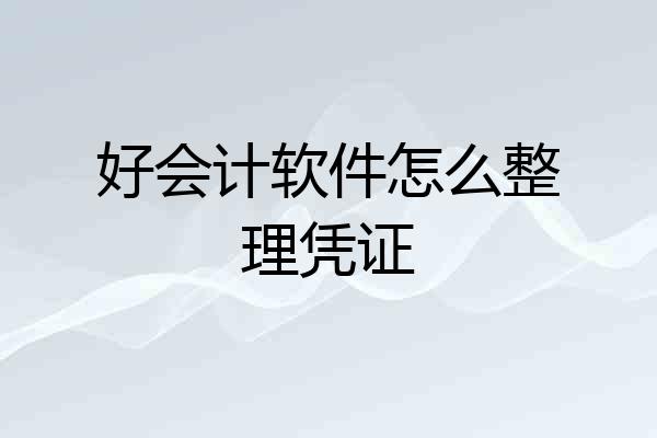 好会计软件怎么整理凭证