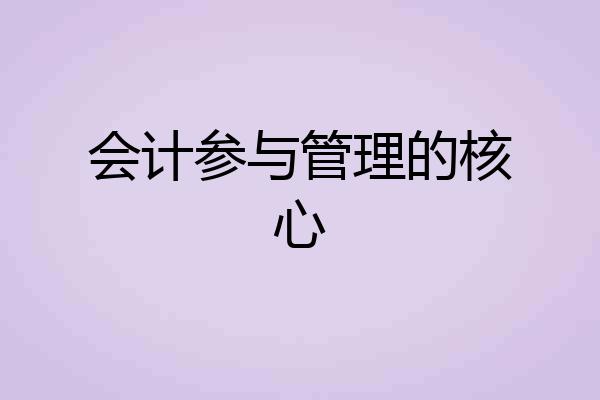 会计参与管理的核心