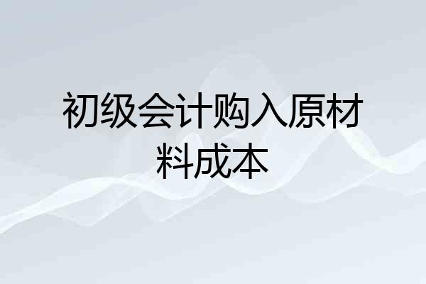 初级会计购入原材料成本