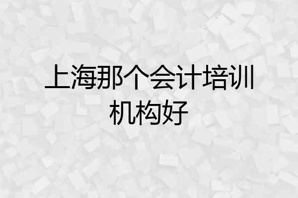 上海那个会计培训机构好