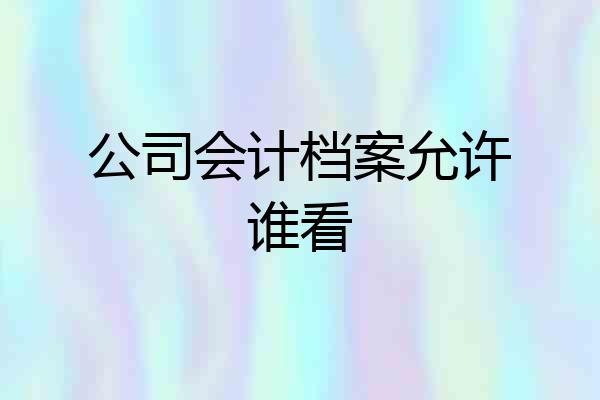 公司会计档案允许谁看