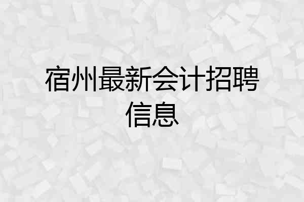 宿州最新会计招聘信息