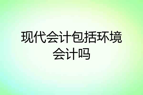 现代会计包括环境会计吗