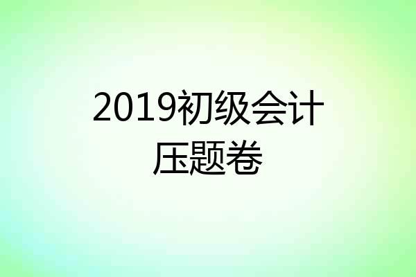 2019初级会计压题卷
