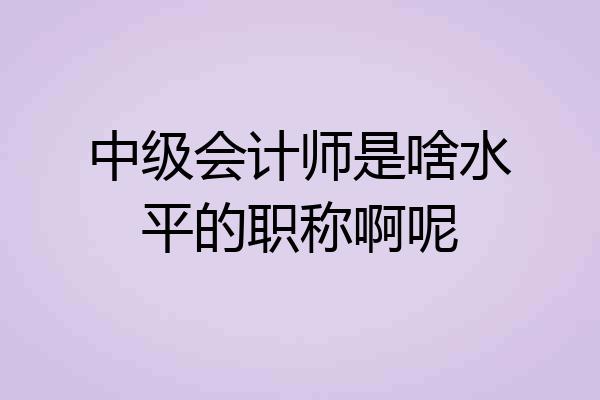 中级会计师是啥水平的职称啊呢
