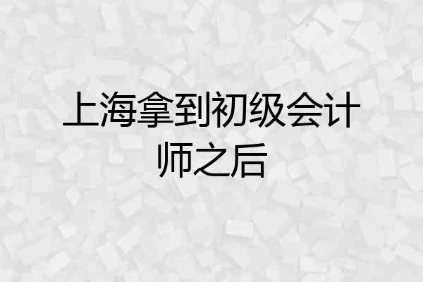 上海拿到初级会计师之后