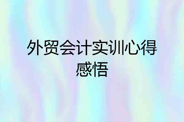 外贸会计实训心得感悟