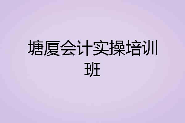 塘厦会计实操培训班