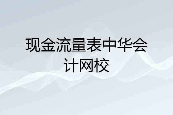 现金流量表中华会计网校
