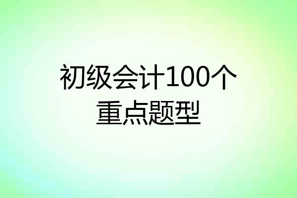 初级会计100个重点题型