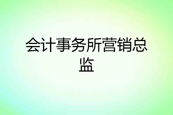 会计事务所营销总监