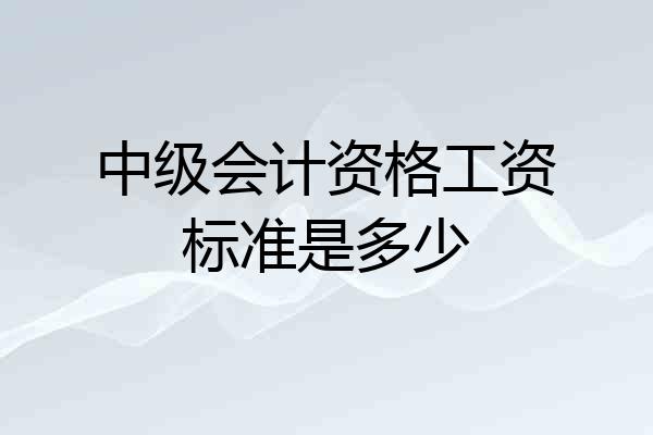 中级会计资格工资标准是多少