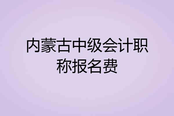 内蒙古中级会计职称报名费