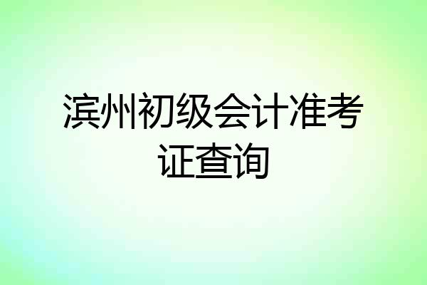 滨州初级会计准考证查询