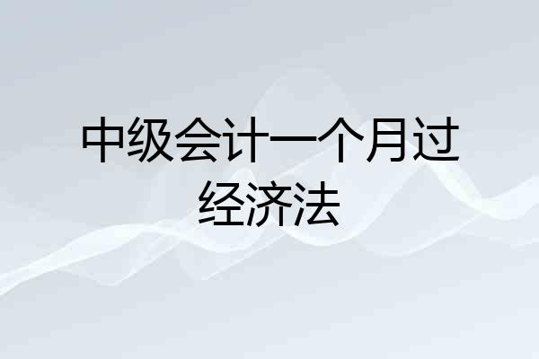 中级会计一个月过经济法